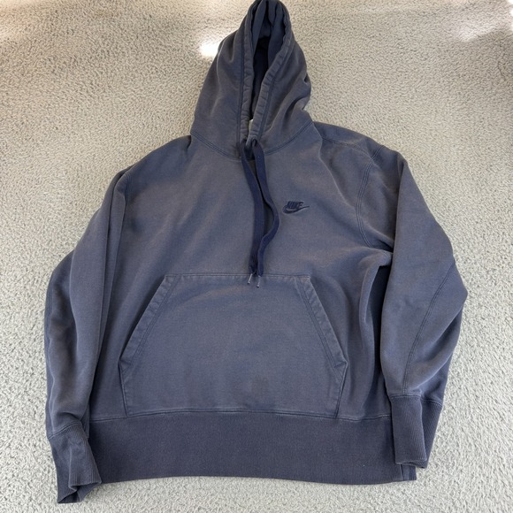 Nike Hoodie Mens Medium Blue Fleece‎ Pullover Kangaroo Pocket Swoosh DA0023-437 - Picture 1 of 10